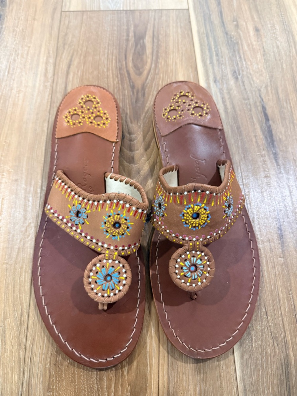 Jack Rogers Cognac Leather Sandals